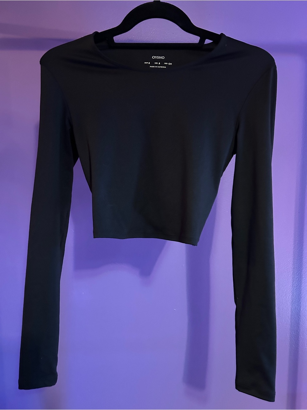 OYSHO yoga Pilates Black Long-Sleeve Crop Top
